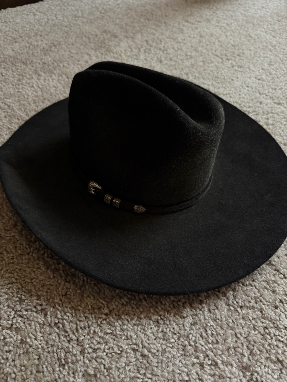 Stetson Black Wool 4X Beaver Felt Cowboy Hat with Decorative Band